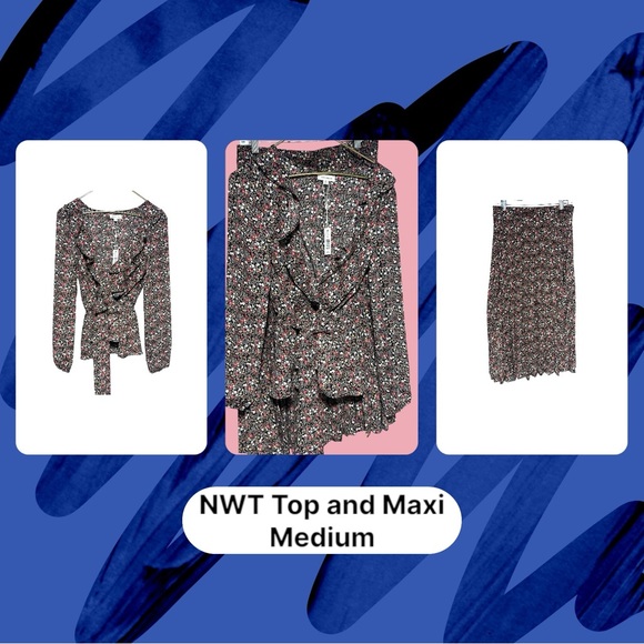 Two piece floral set  Blouse & Maxi Skirt Floral NWT Medium Two Piece Separate - Picture 1 of 16